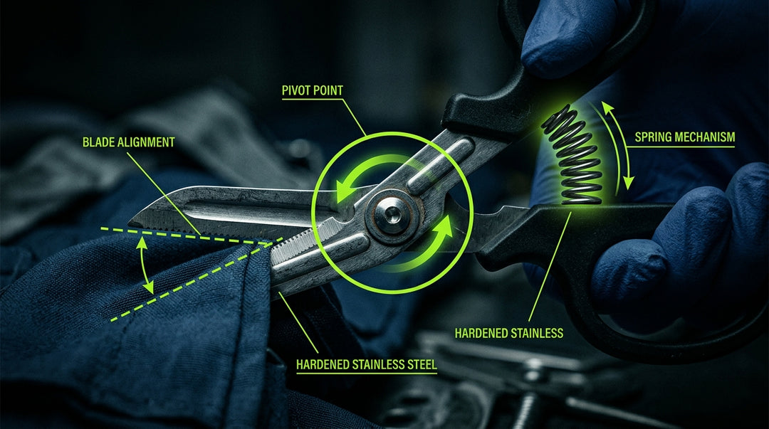 How do trauma shears work — ONE SHEAR mechanism and cutting guide