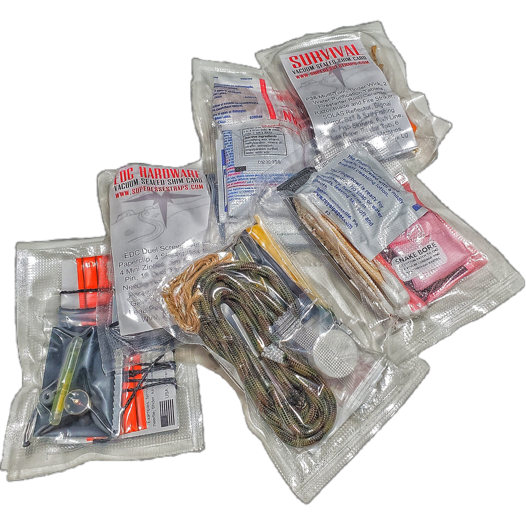 Superesse Straps Survival Gear: Shim Cards, Filter Bandanas & More at ONE SHEAR®
