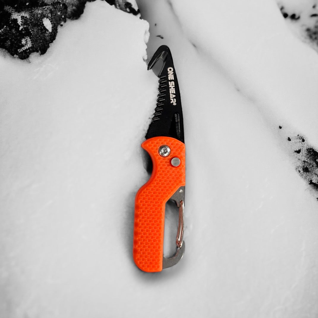Keep Safe Outdoors with ONE SHEAR® Safety Orange Seat Belt Extraction Tool