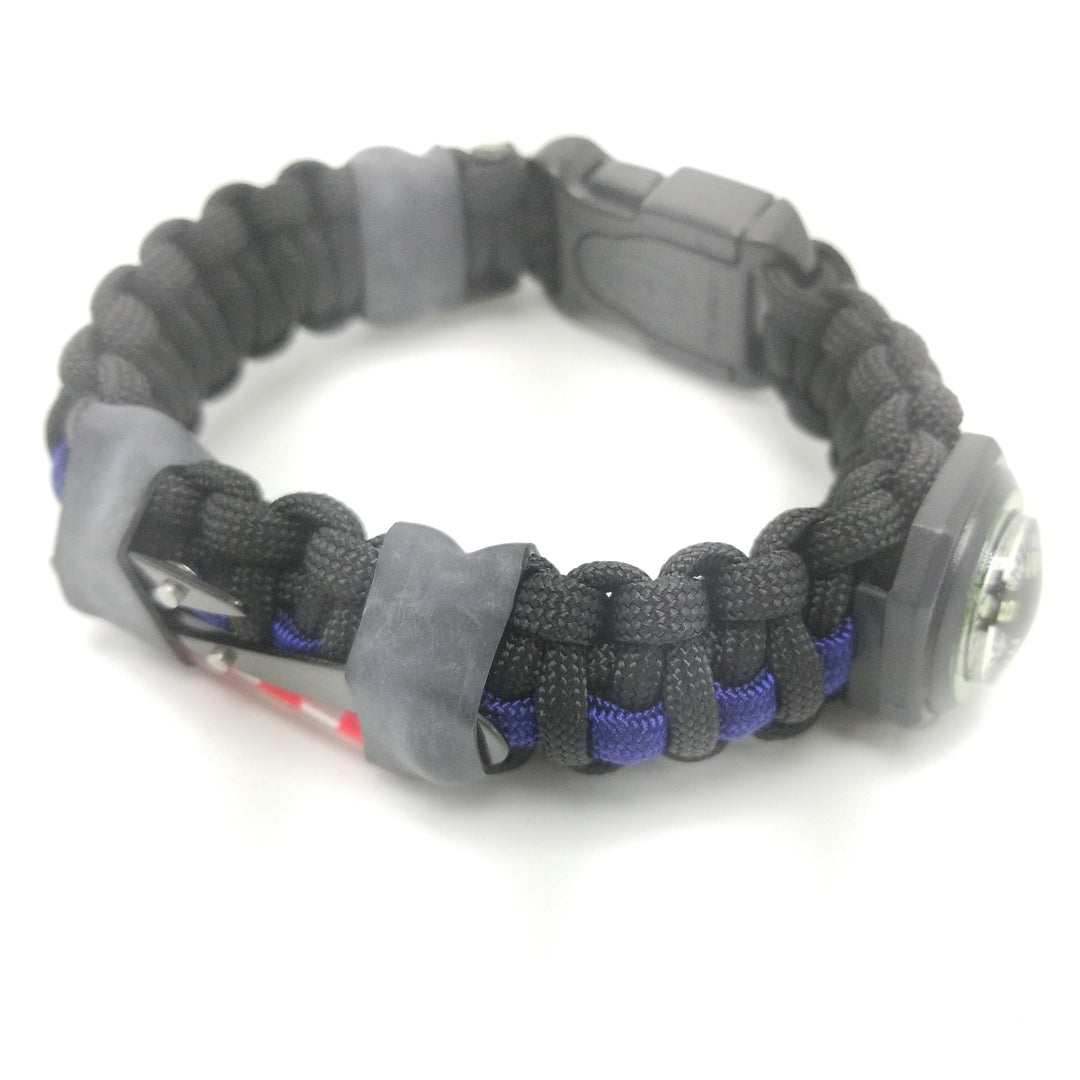 First Responder Strap - Police LEO backup duty gear w/ light, cuff key, seatbelt cutter, compass.