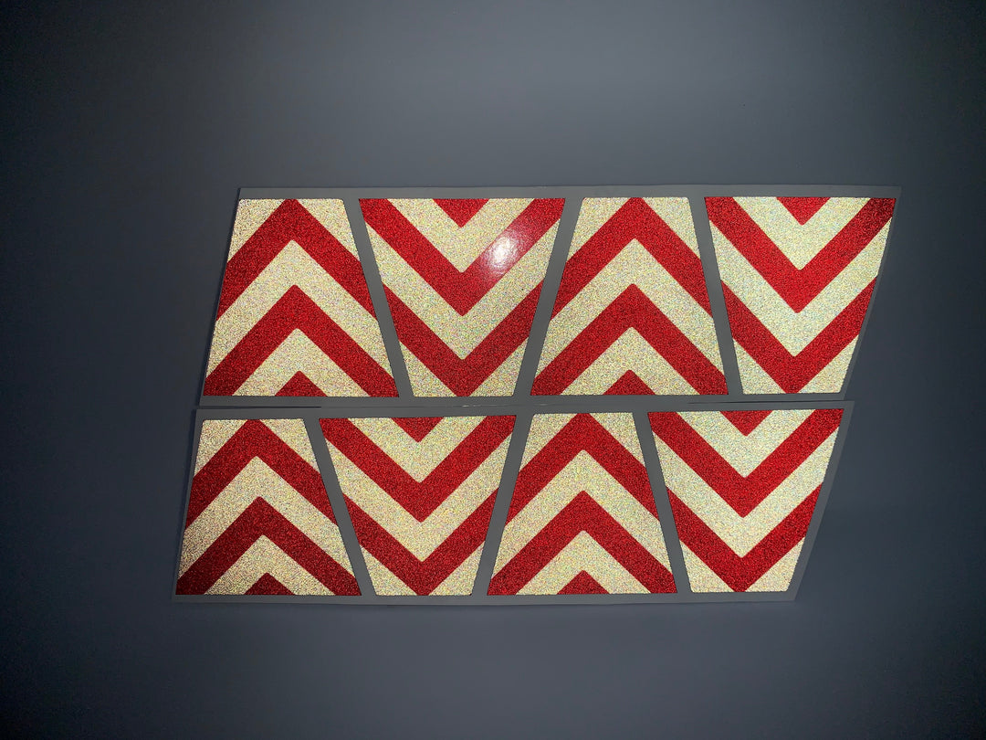 BLACKED OUT BLACK AND RED CHEVRON REFLECTIVE HELMET (TET) TETRAHEDRON 8 PACK