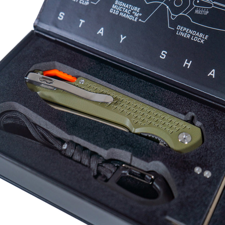 MUCTAC Ceros Folding Knife D2 Steel 3.8" Blade OD Green G10 Liner Lock EDC