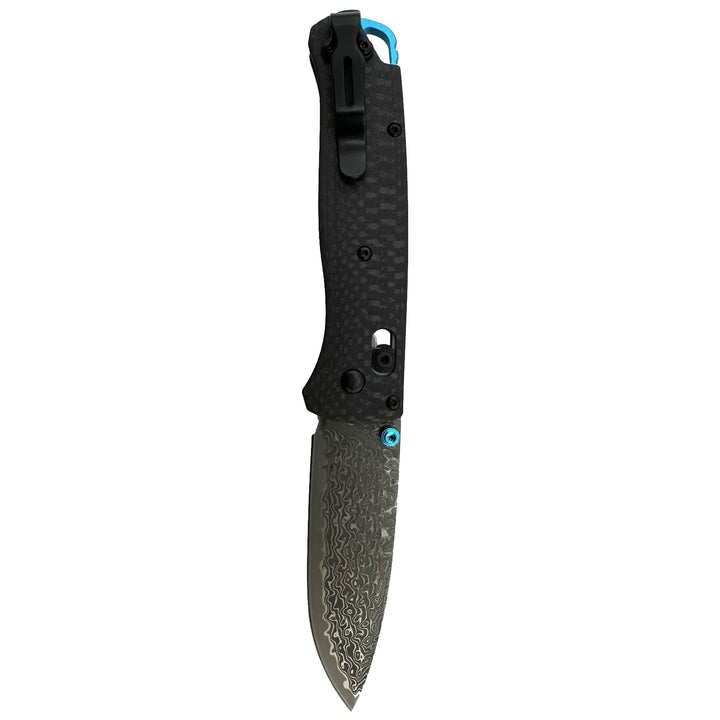 Damascus Folding Knife Carbon Fiber Handle with Pocket Clip - EDC Tactical Blade