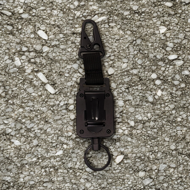 Tactical retention leash - Black - belt clip &amp; steel braided line
