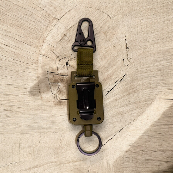 Tactical retention leash - Olive Drab - belt clip &amp; steel braided line