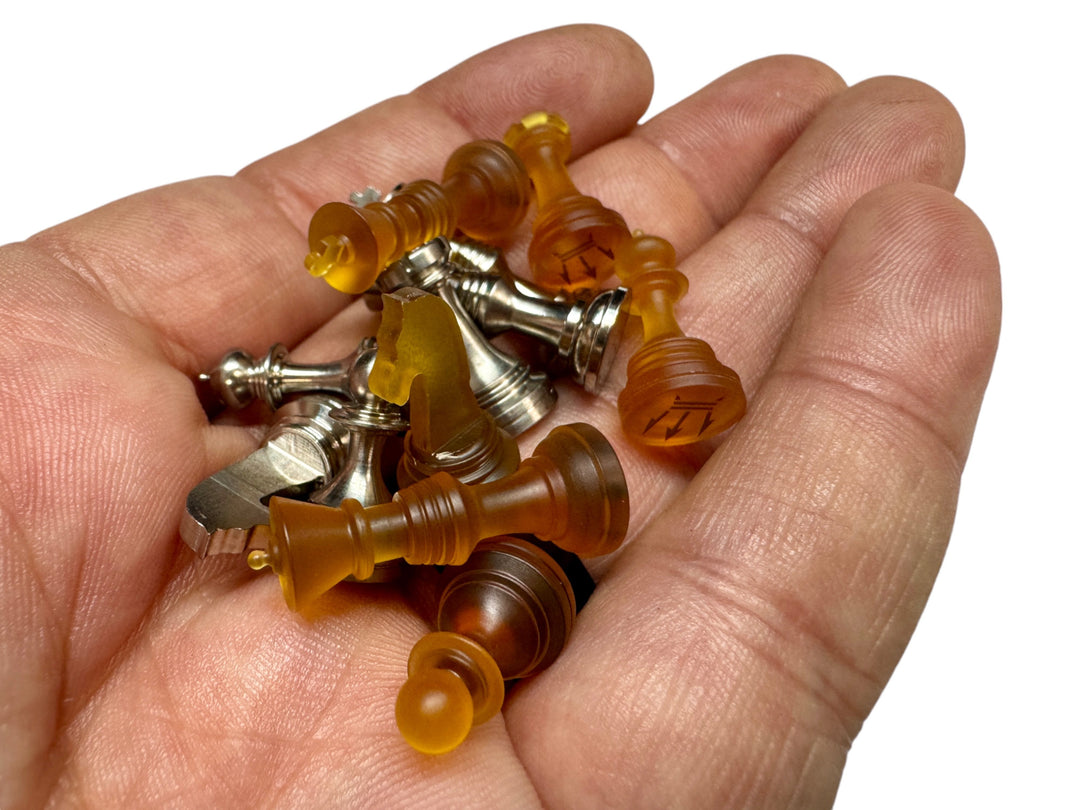 Complete Chess Set Titanium &amp; Ultem ( Worlds Smallest ) by Maratac®