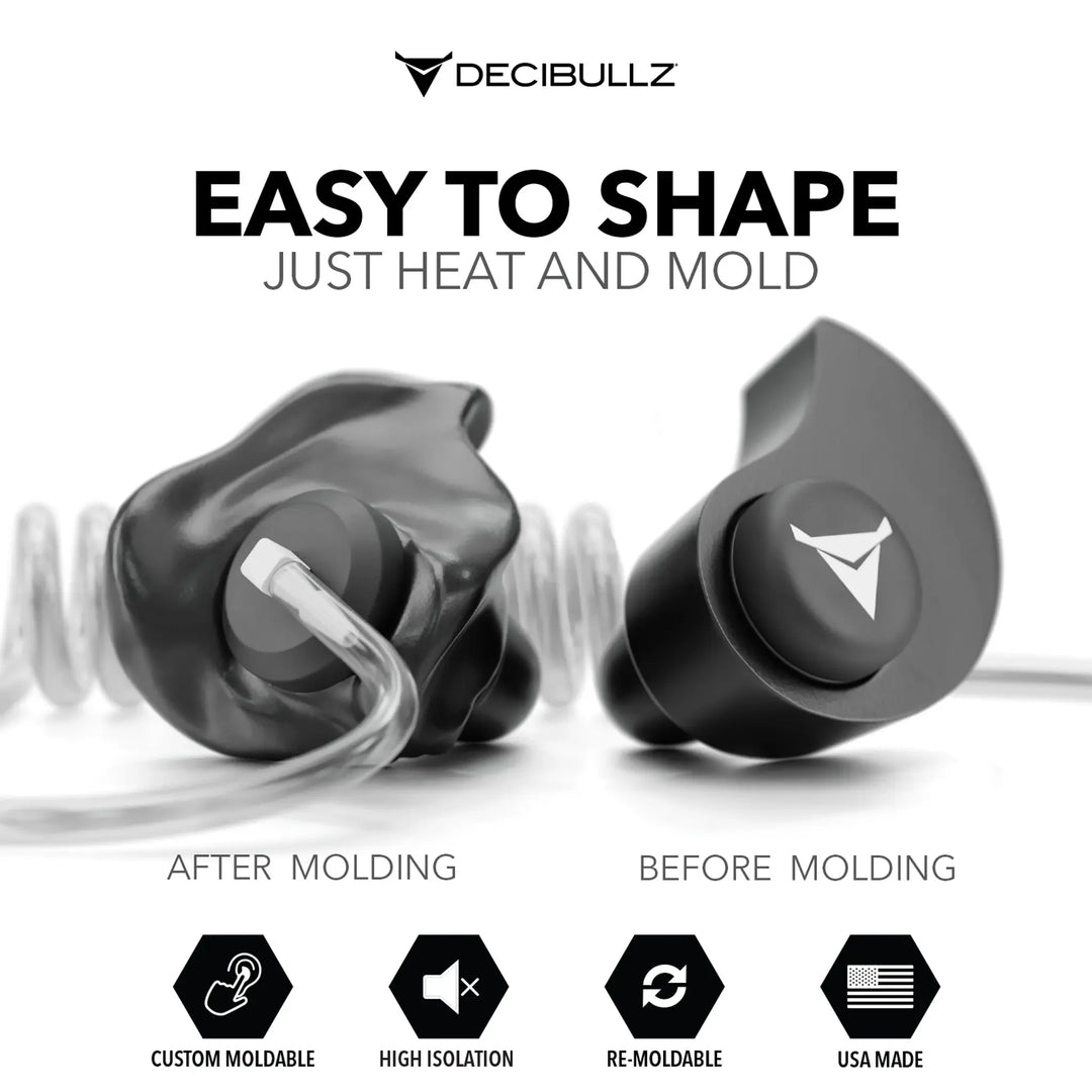 Custom Moldable Isolation Earpiece for Clear Tube, Radio, Surveillance, and Communication Headsets