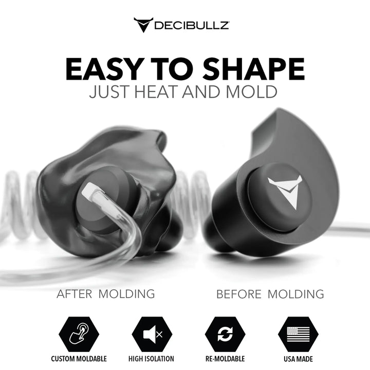 Custom Moldable Isolation Earpiece for Clear Tube, Radio, Surveillance, and Communication Headsets