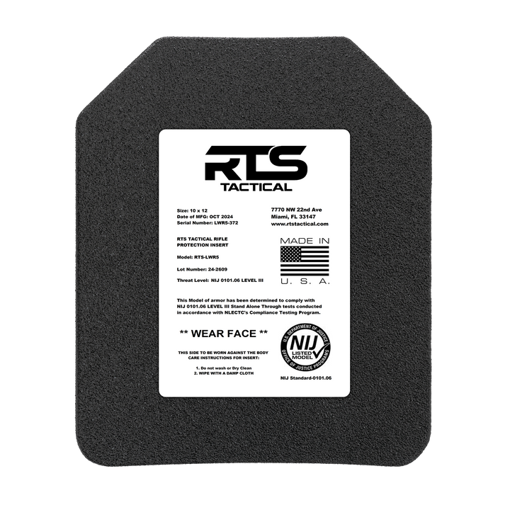 RTS Tactical LWR5 Rifle Special Threats NIJ 0101.06 Level III+ Insert - 10X12
