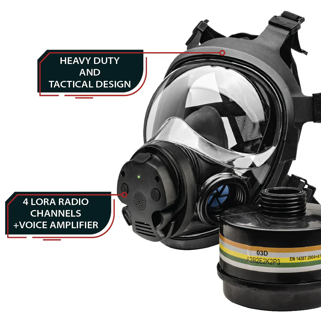Parcil Safety NB-100E Tactical Gas Mask with Electronic Voice Amplifier and Radio Transmitter/Receiver