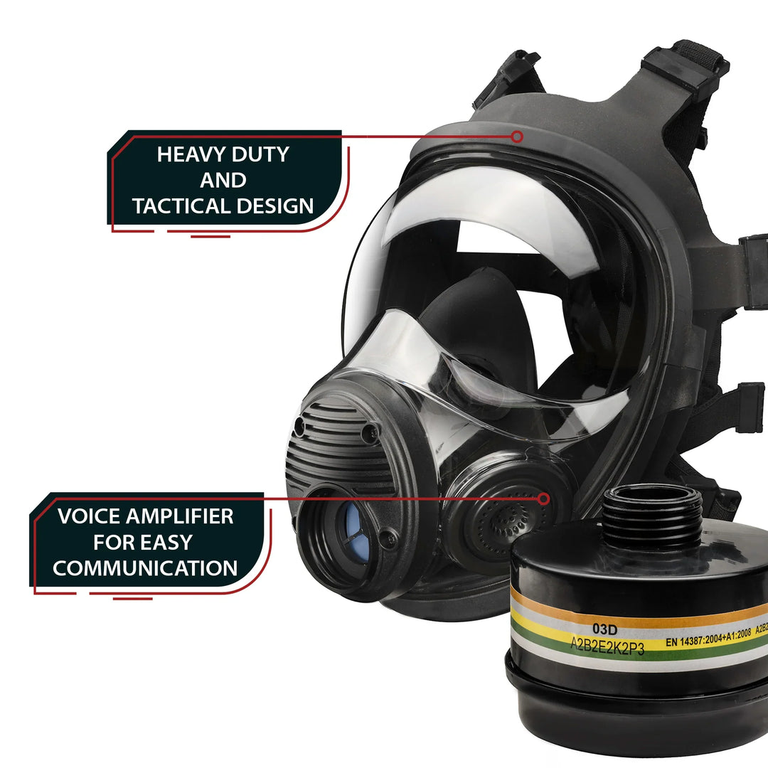 Parcil Safety NB-100V Tactical Gas Mask with Voice Amplifier