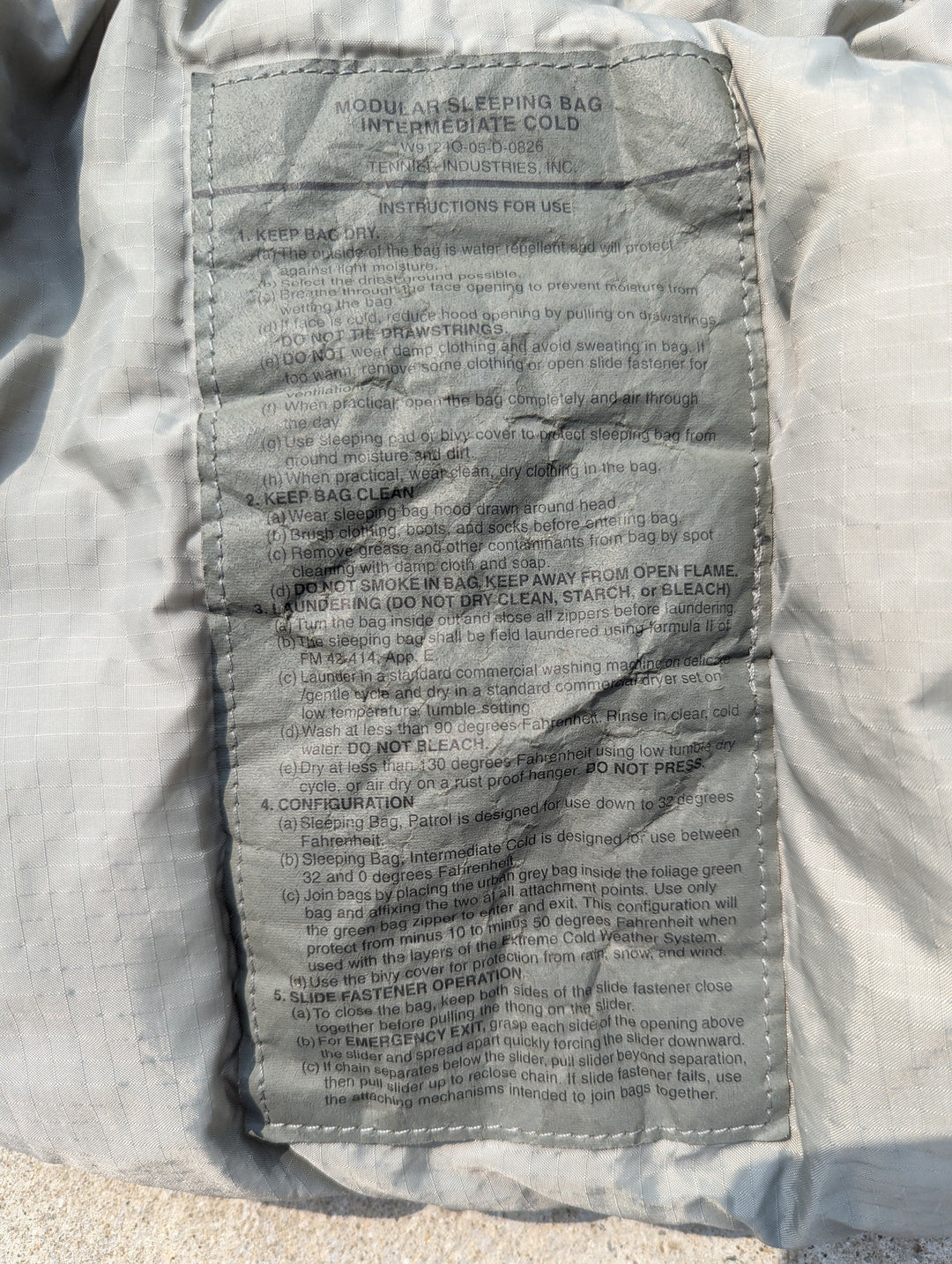 Intermediate Cold Weather Sleeping Bag - Gray