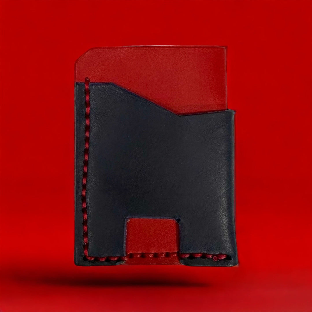 Navy and Red Vegtan Minimalist wallet