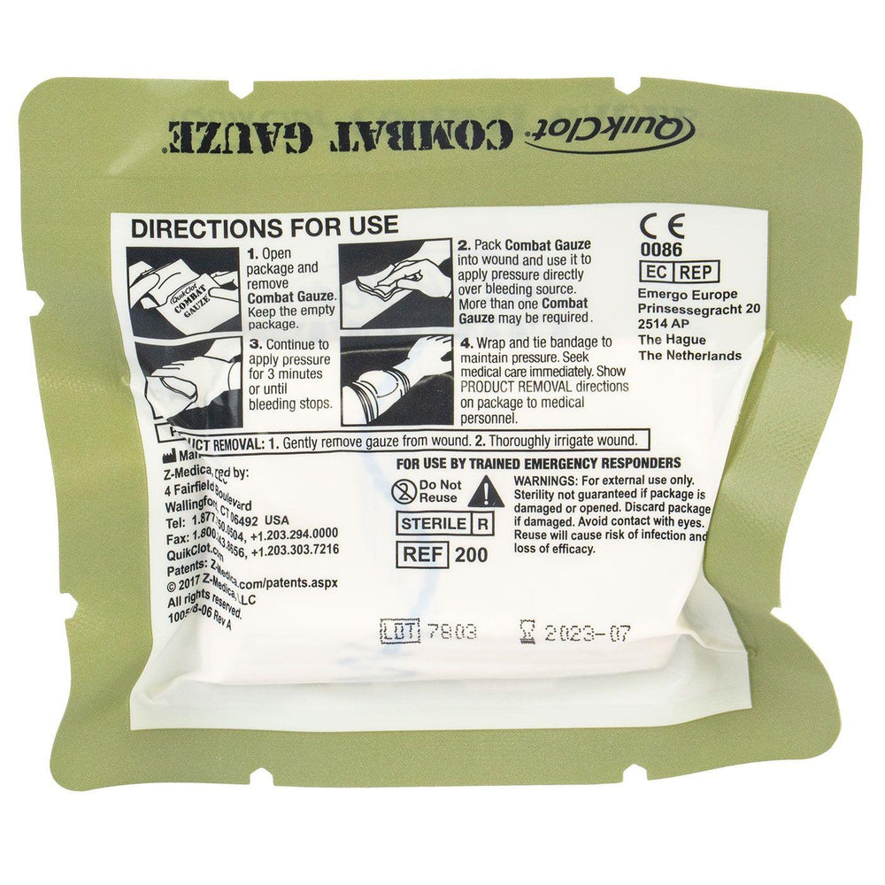 QUICKCLOT Z-FOLD VACUUM PACKET HEMOSTATIC COMBAT GAUZE - ONE SHEAR