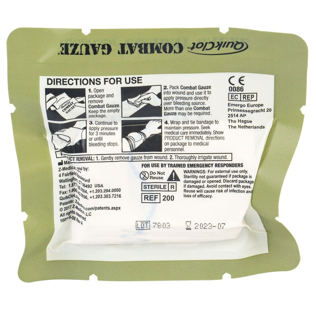 QUICKCLOT Z-FOLD VACUUM PACKET HEMOSTATIC COMBAT GAUZE - ONE SHEAR